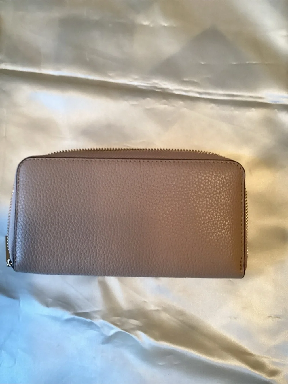 kate spade Two-Tone Pebbled Leather Zip Wallet in Taupe & Cream